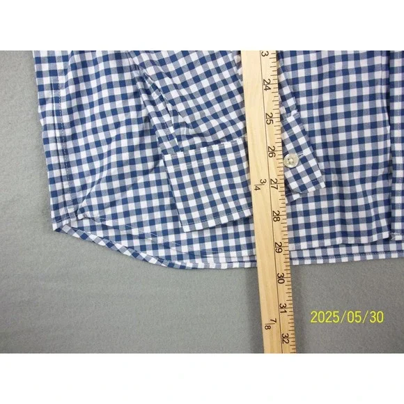 Vineyard Vines Shirt Mens Large Blue White Gingham Performance Button Down Whale - Picture 3 of 8